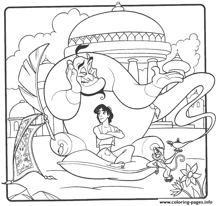Aladdin Sitting On A Pillow Disney Coloring Pages61f5 coloring