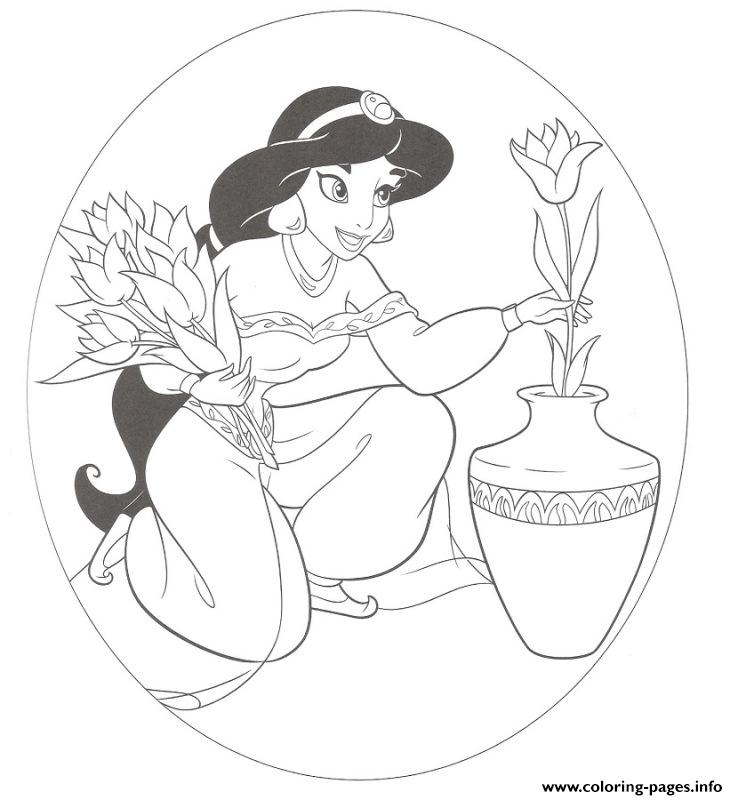 Jasmine Put Flowers In A Pot Disney Princess S2e63 coloring
