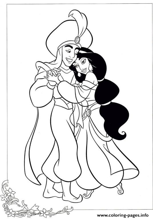 Aladdin And Jasmine Dancing Disney Princess Coloring ...