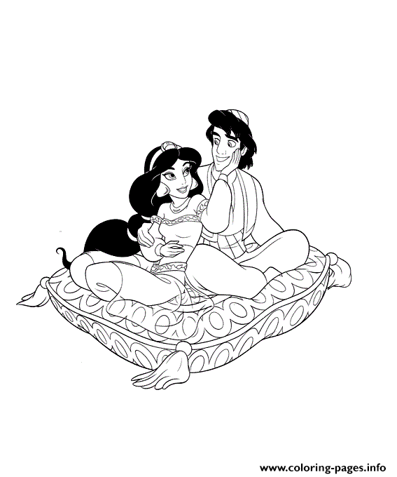 Aladdin And Jasmine On Flying Pillow Disney Coloring Pagesd17d coloring