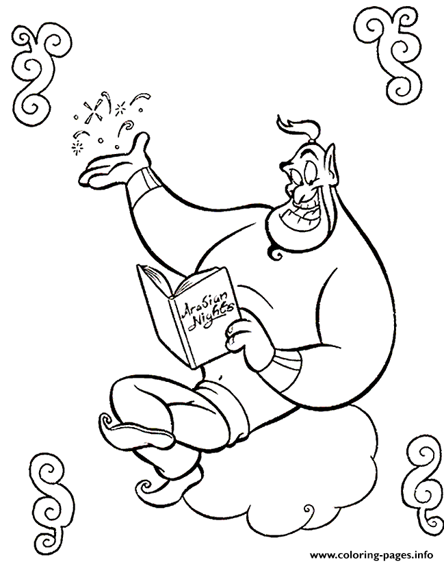 The Genie Reading Book Disney Coloring Pages037c coloring