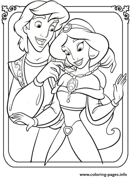 Aladdin Gives Jasmine A Neckle Disney Princess Coloring Pages6c21 coloring