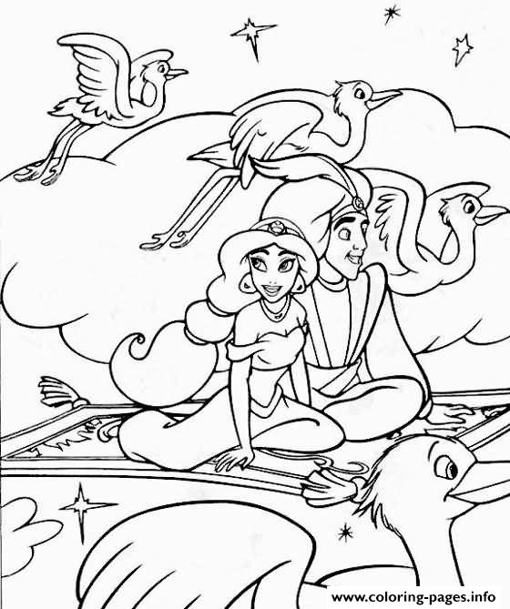Aladdin Takes Jasmine Flying Disney Coloring Pages02c2 coloring
