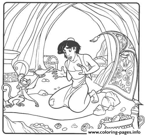 Abu Gives Magic Lamp To Aladdin Disney Coloring Pages0c24 coloring
