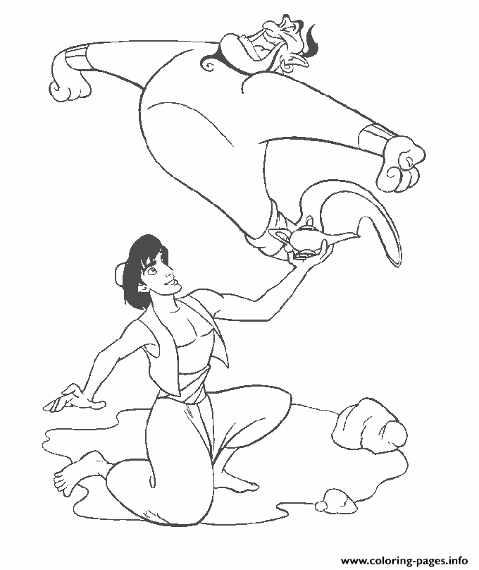 Aladdin Wakes Genie Up Disney Coloring Pages64aa coloring