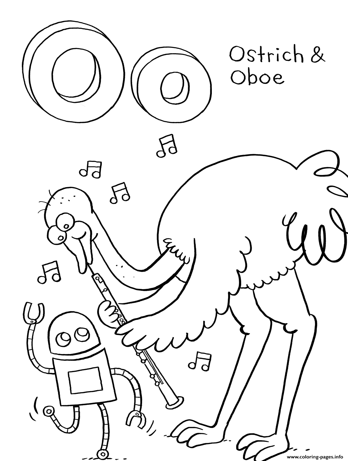 Download Oboe And Ostrich Alphabet S9bd1 Coloring Pages Printable