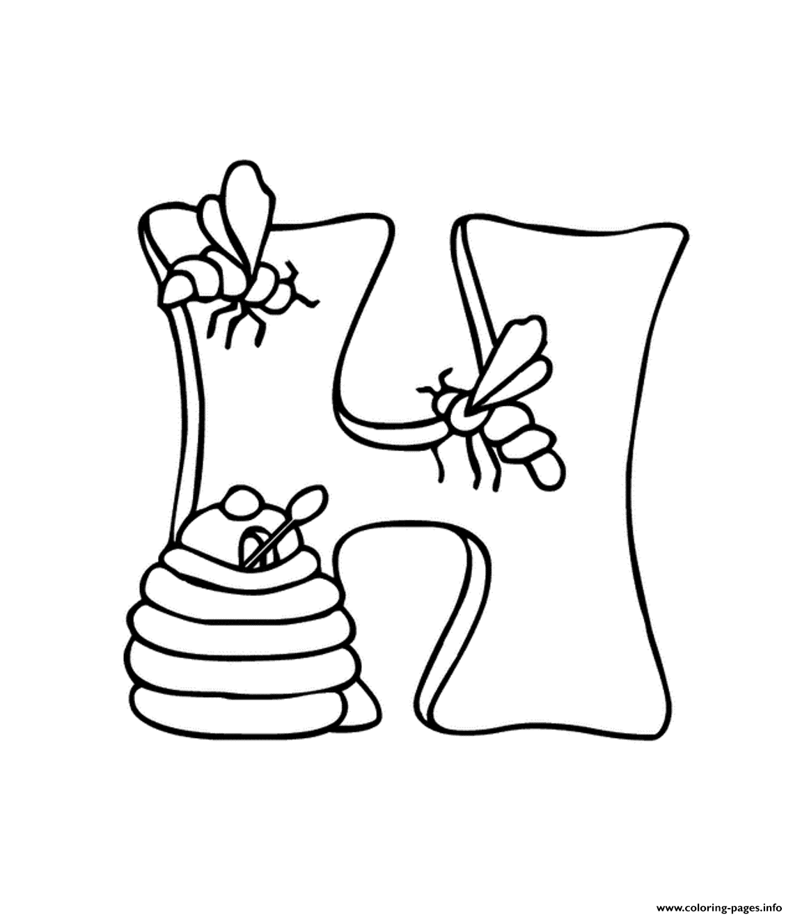 Download H Is For Honey Alphabet A617 Coloring Pages Printable