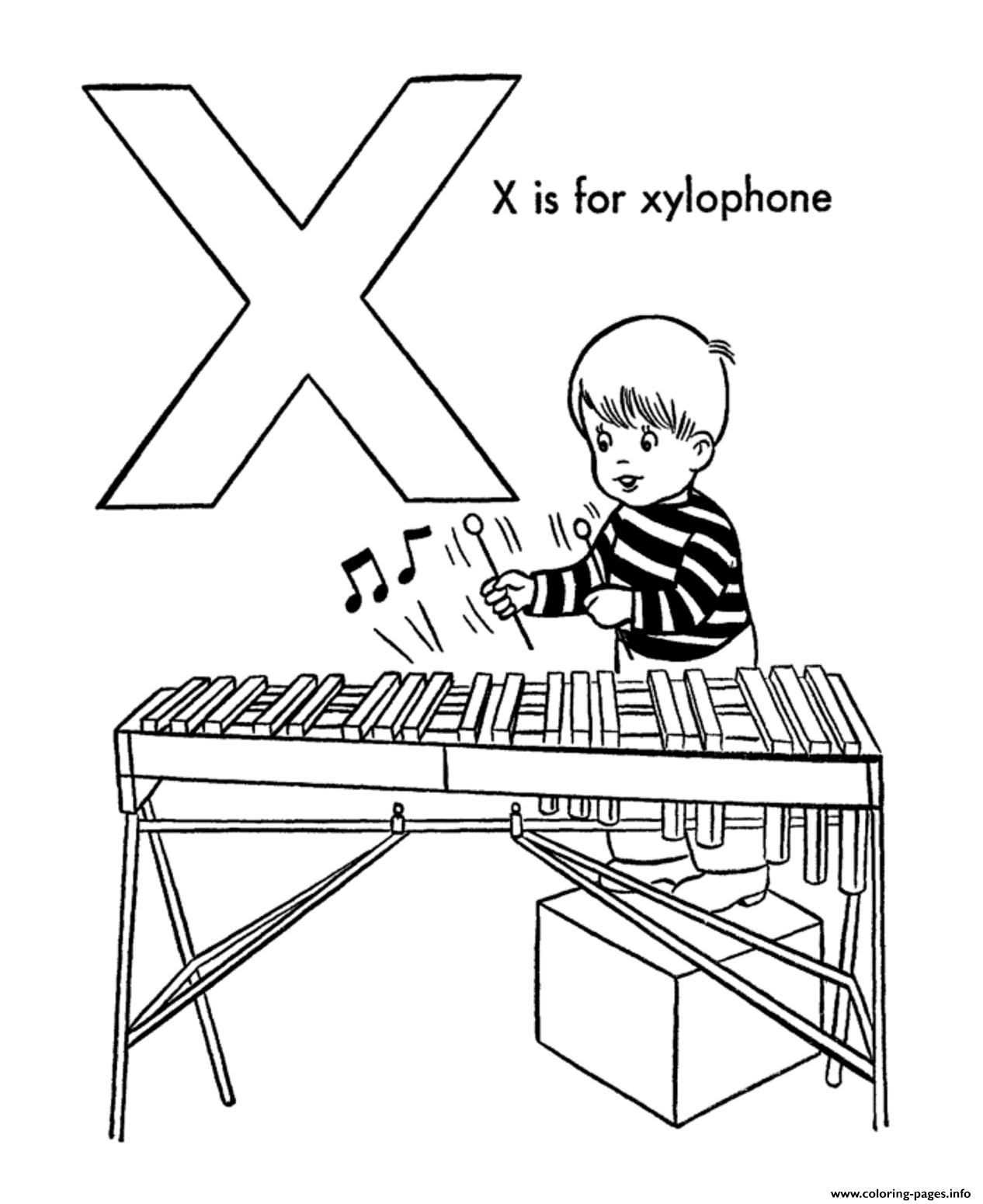 Download Kid Playing Xylophone Alphabet S7f44 Coloring Pages Printable