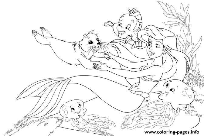 Arile Playing With Animal Friends Little Mermaid S5321 coloring