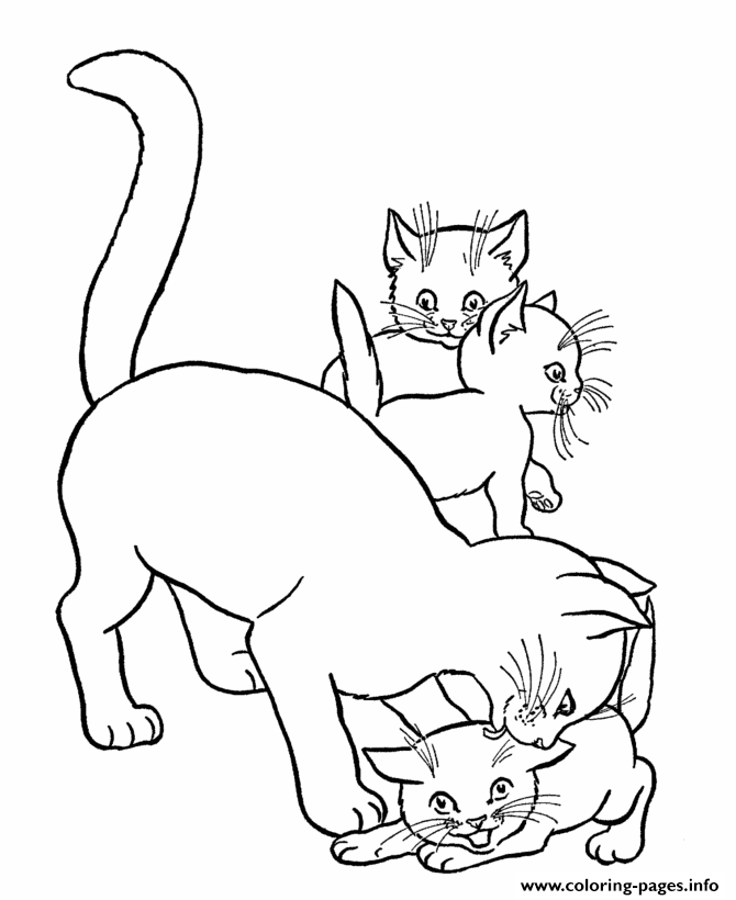 Mommy Cat And Kids Animal S2523 coloring