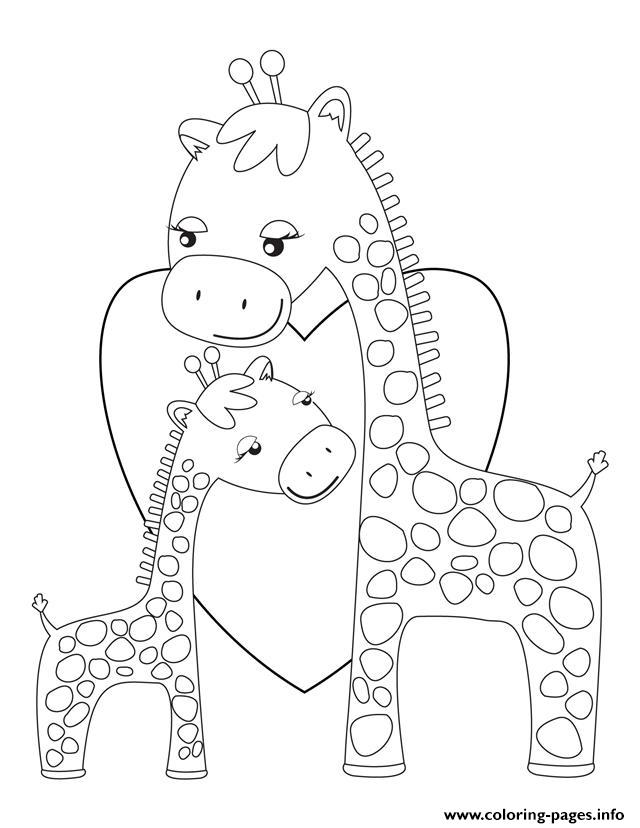 Mommy Giraffe And Kid Animal S76fd coloring
