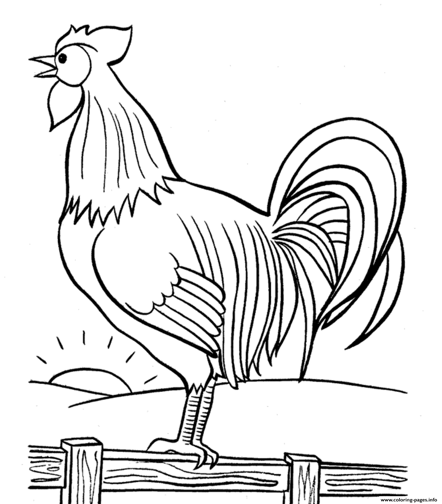 Rooster Crowing In The Morning Farm Animal S0824 coloring