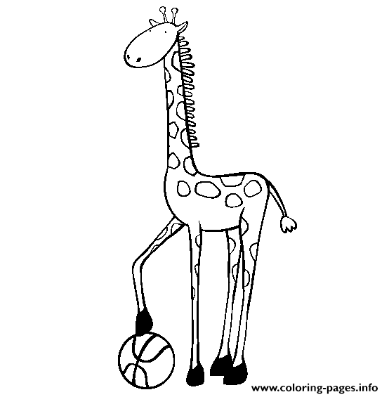 Giraffe And Basket Ball Animal S793b coloring