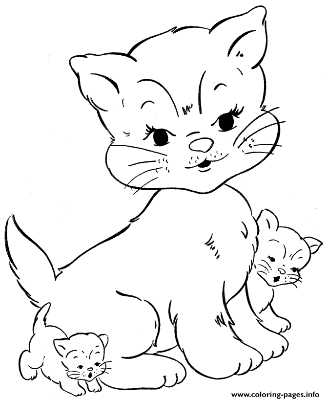Little Kitty And Mother Animal S9a0c coloring