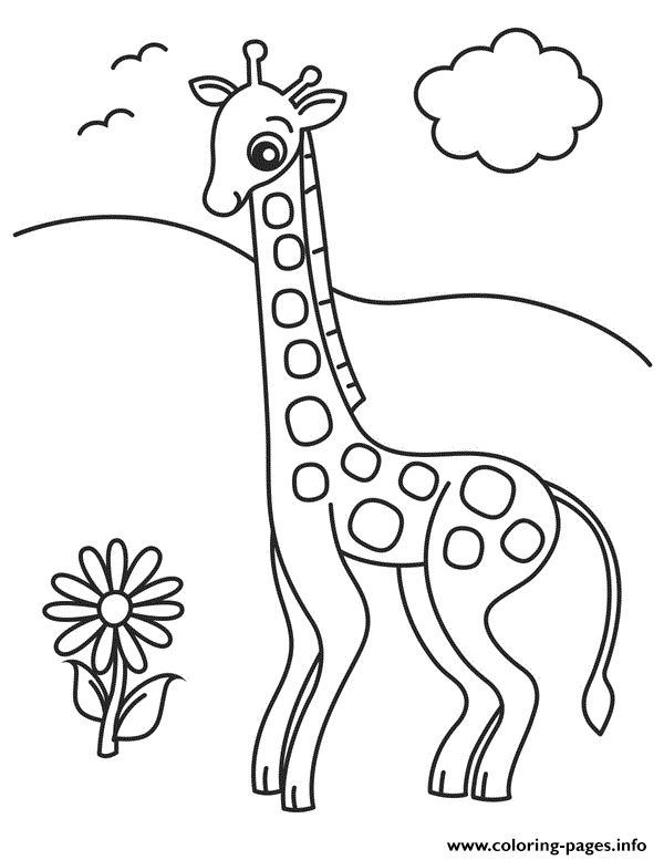 Giraffe And A Flower Animal Se8a1 coloring