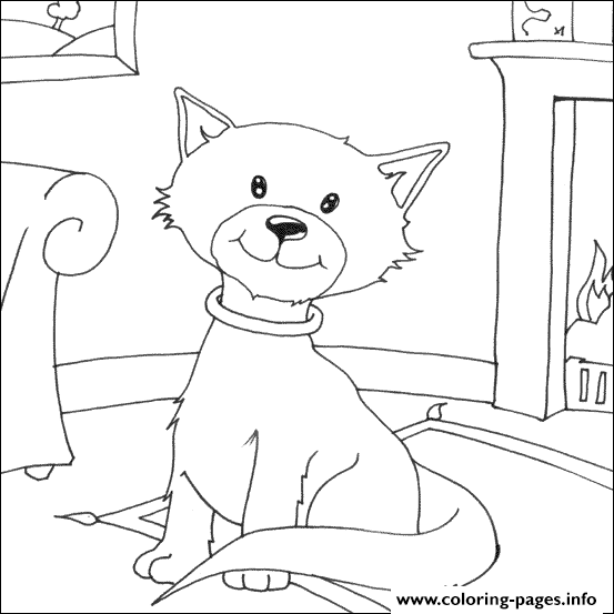 A Cat In A House Animal S86a6 Coloring page Printable
