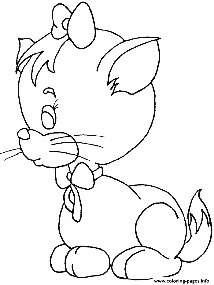 Little Cat With Ribbon Animal S6b81 coloring
