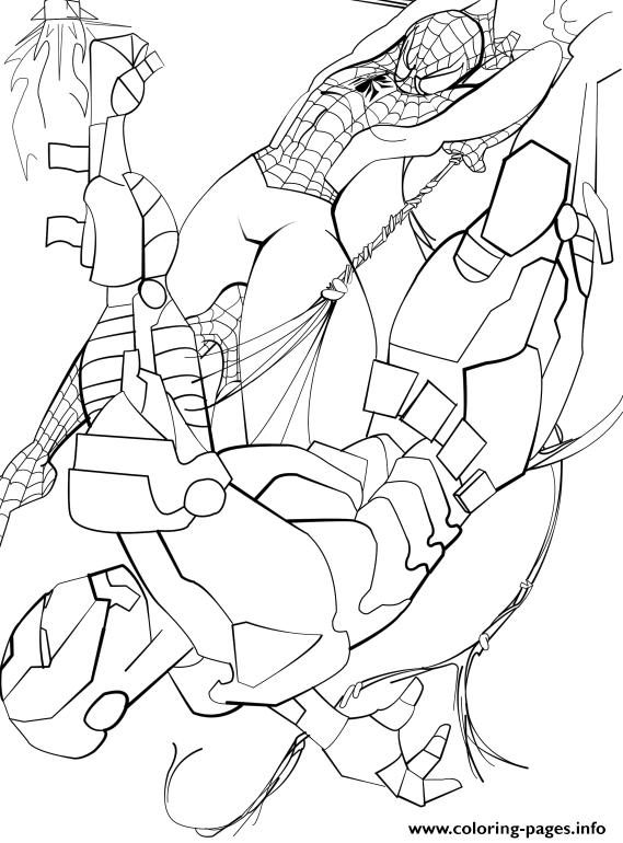 spiderman and ironman sf806 coloring pages printable