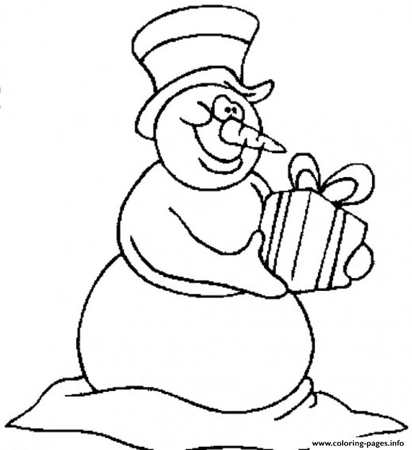 Snowman Bring A Gift Christmas Df1e coloring