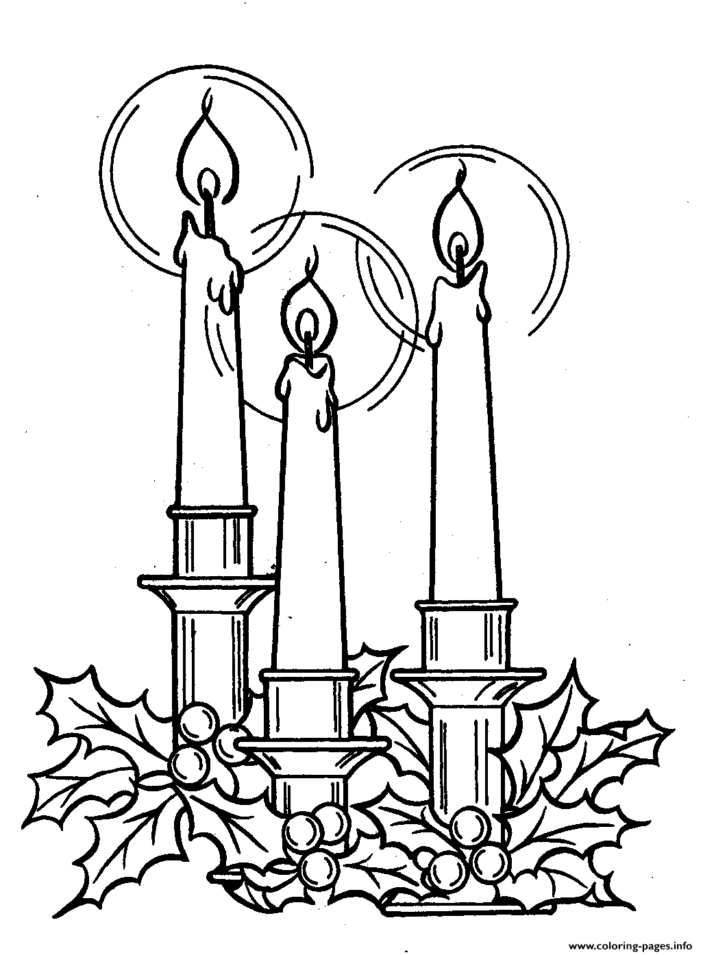 Free S For Christmas Candle Three Lights9f1b Coloring Pages Printable