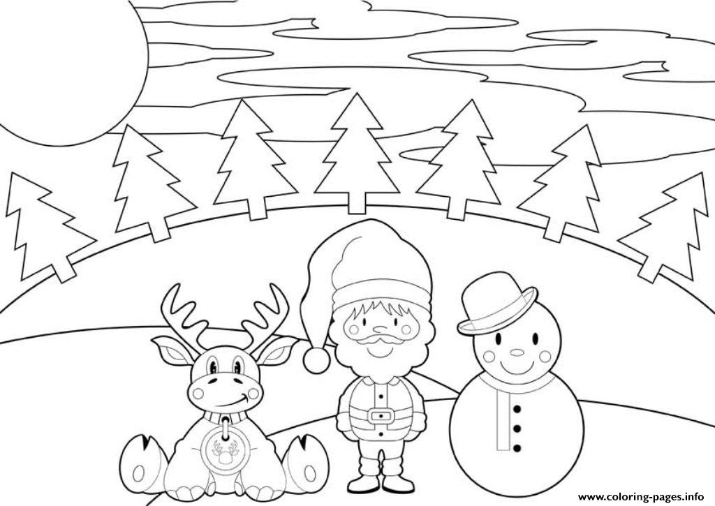 61 Christmas Coloring Pages Santa And Reindeer  Images