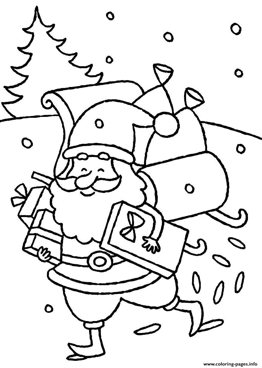 Happy Santa Claus Delivering Presents Christmas S For Kidscfe7 coloring