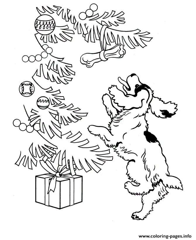 Dog And Christmas Tree B11b coloring