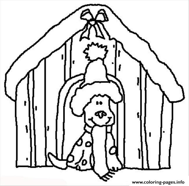 Dog In Christmas Housie E66b coloring