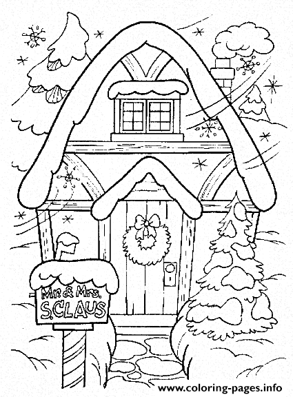Santa House Winter Themed S51d8 coloring