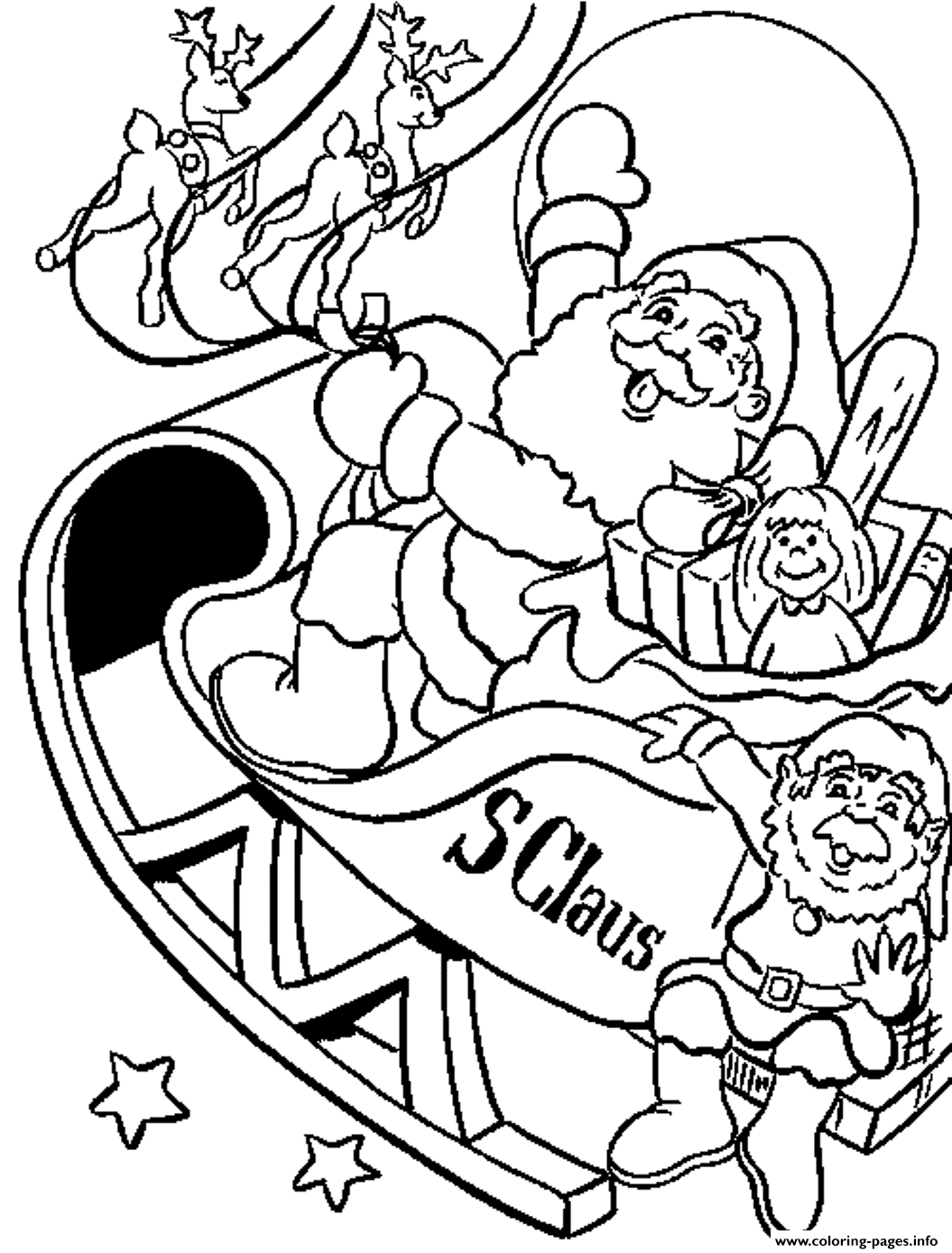 Coloring Pages Of Santa Claus Flying With His Sleigh8c31 ...