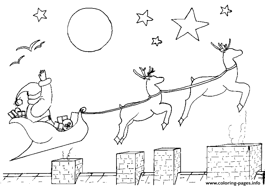 Santa Sleigh And Reindeer S3fbb Coloring page Printable