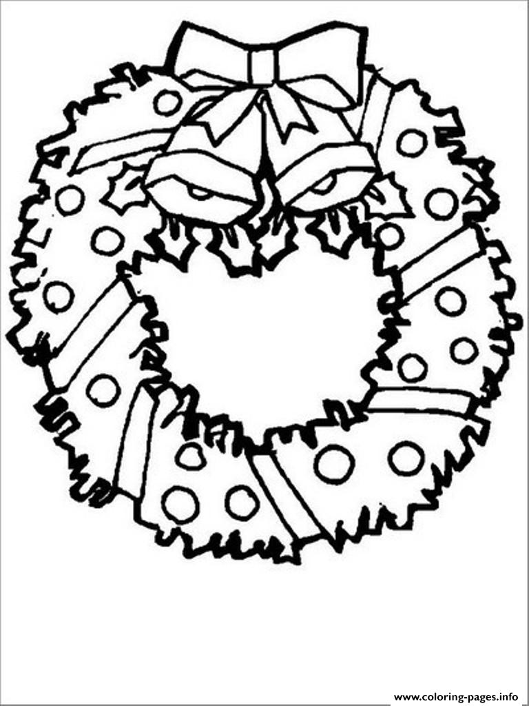 Download 201 Christmas Wreath With Bow And Stars For Kids Printable 