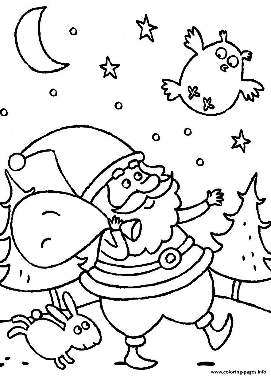 Santa Claus In The Night In Christmas S For Kids080e coloring