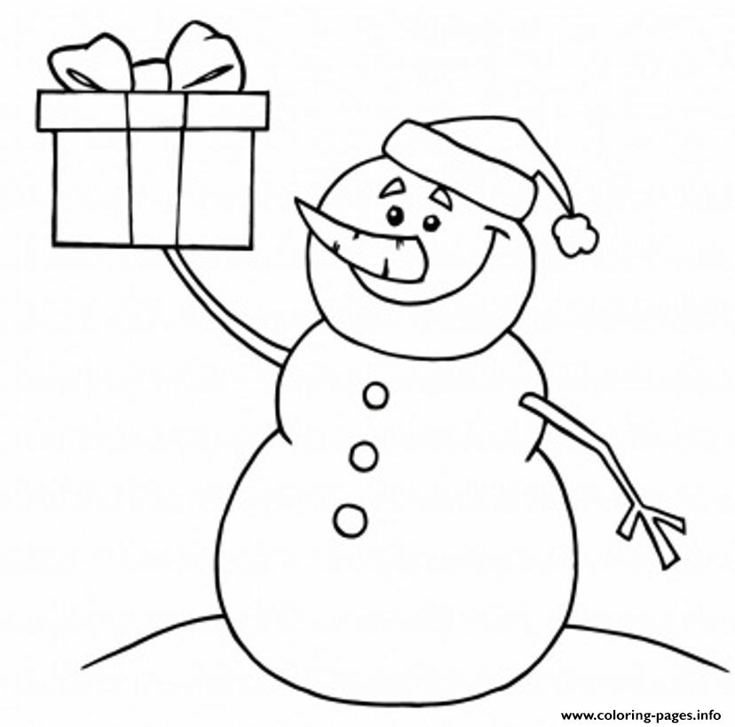 Printable S Christmas Snowman And Present3fb6 coloring