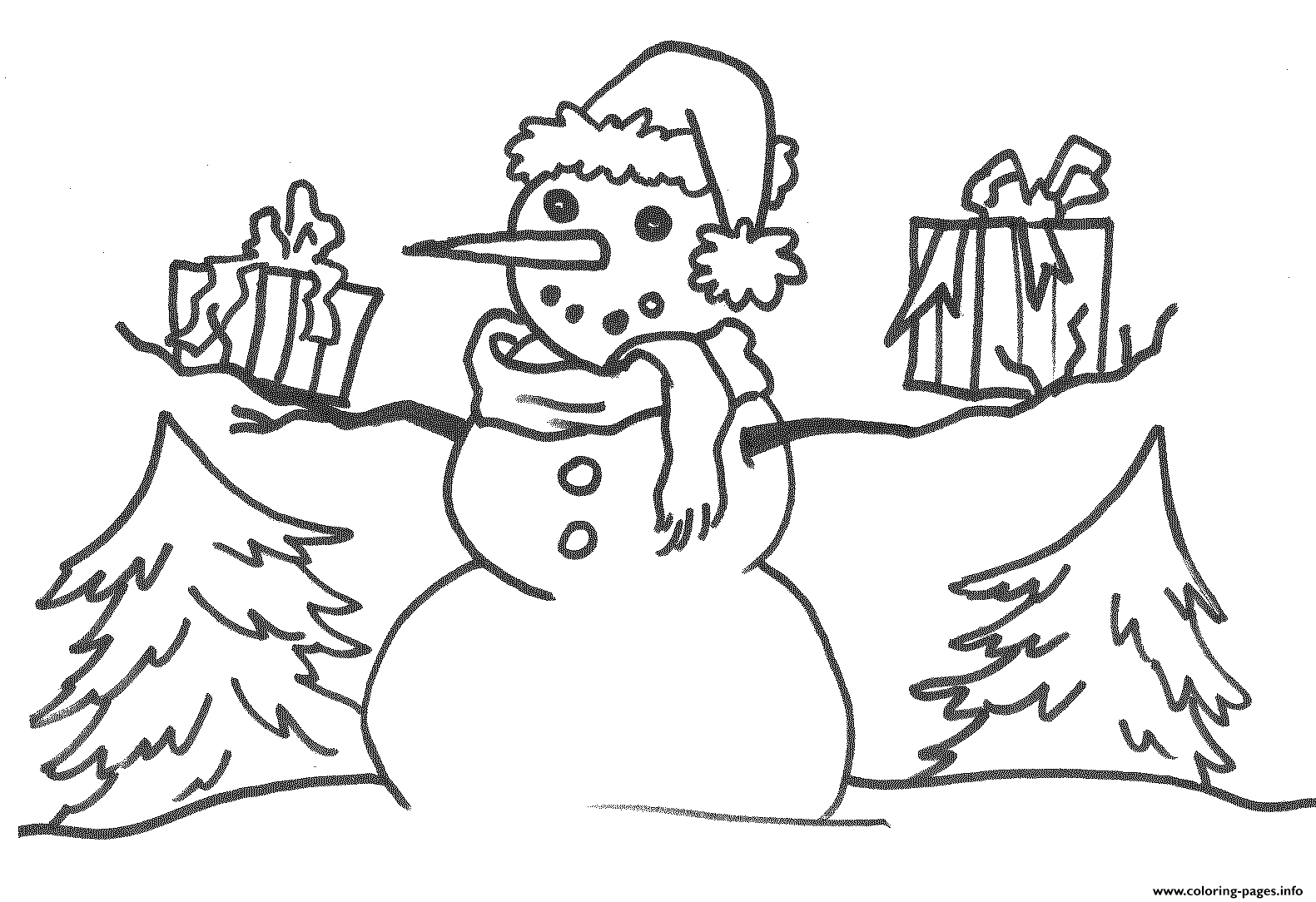 Printable S Christmas Snowman And Presents357a coloring