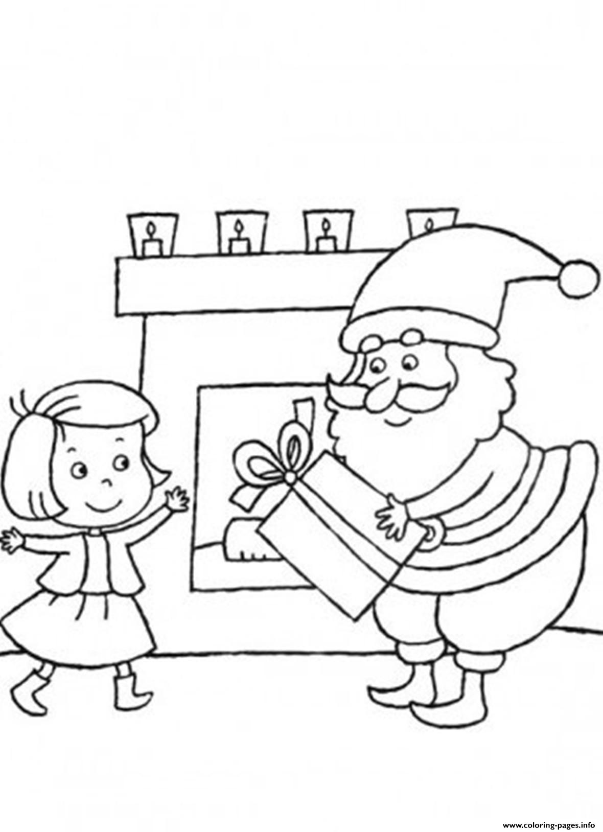 Christmas S Santa Delivering Gift For Little Girl84e1 coloring