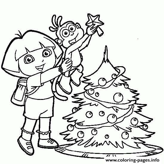 Dora The Explorer Christmas Tree S6f85 coloring