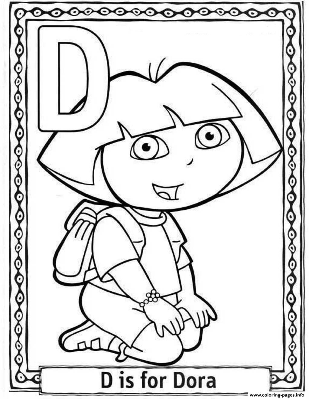 D For Dora Cartoon Printable Alphabet Scab2 coloring