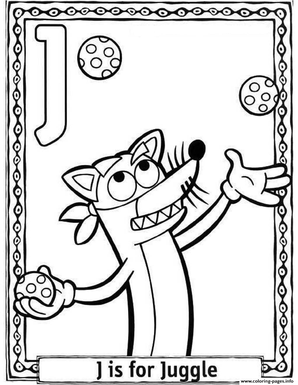 Cartoon Dora J For Juggle Alphabet D6cb coloring