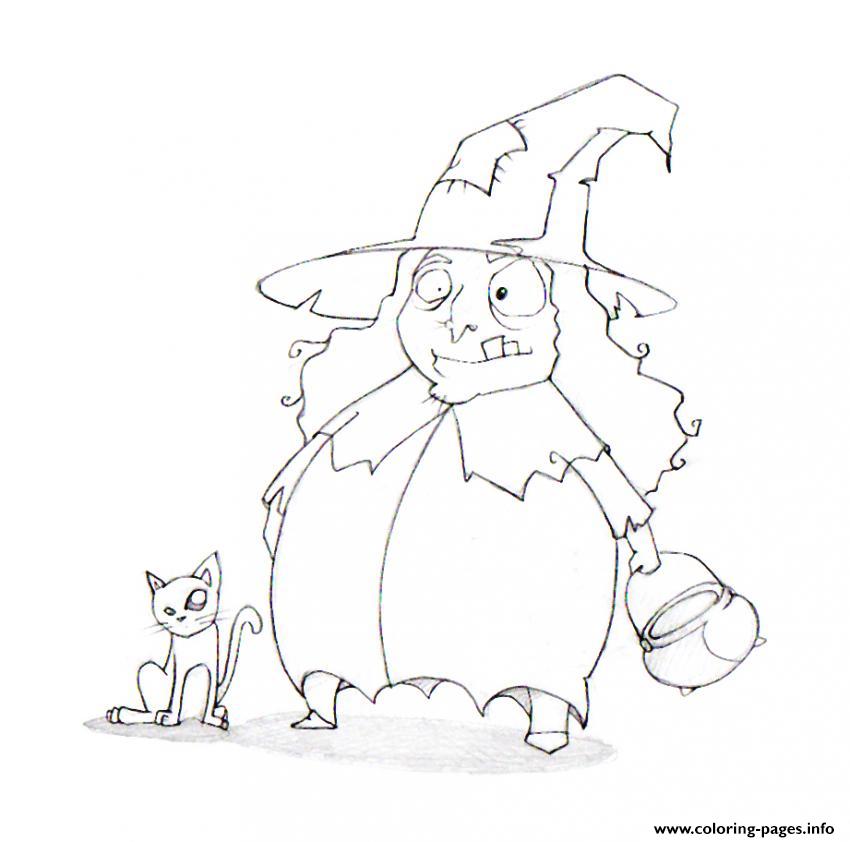Halloween S Print Out Witch And Catfdca coloring