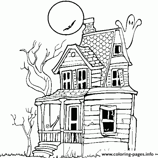 Haunted House Halloween Color Pages To Printable2b03 coloring