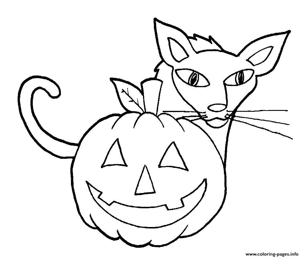 Easy Halloween Cat And Pumpkin S For Kindergarten27d9 coloring