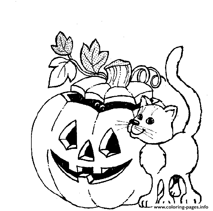 Cat And Halloween Pumpkin Coloring In Pages67fc coloring