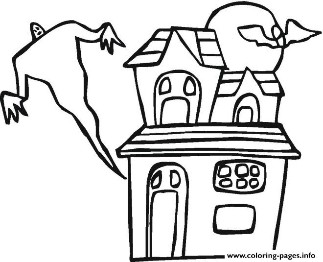 Ghost And Haunted House Halloween S Freea886 coloring