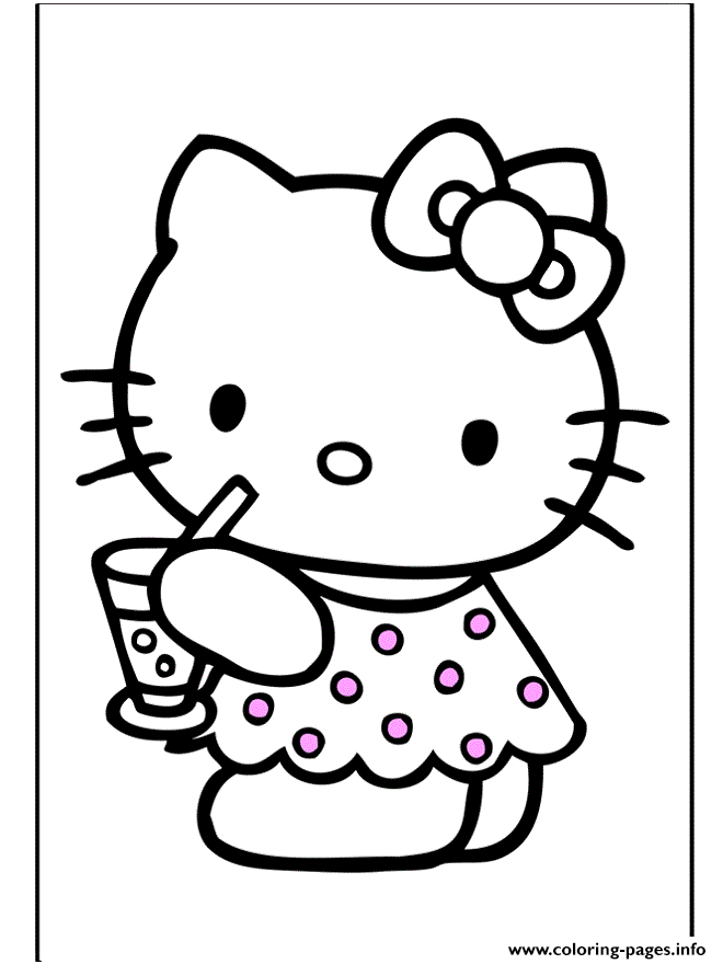 Hello Kitty Drinking Juice E88e coloring