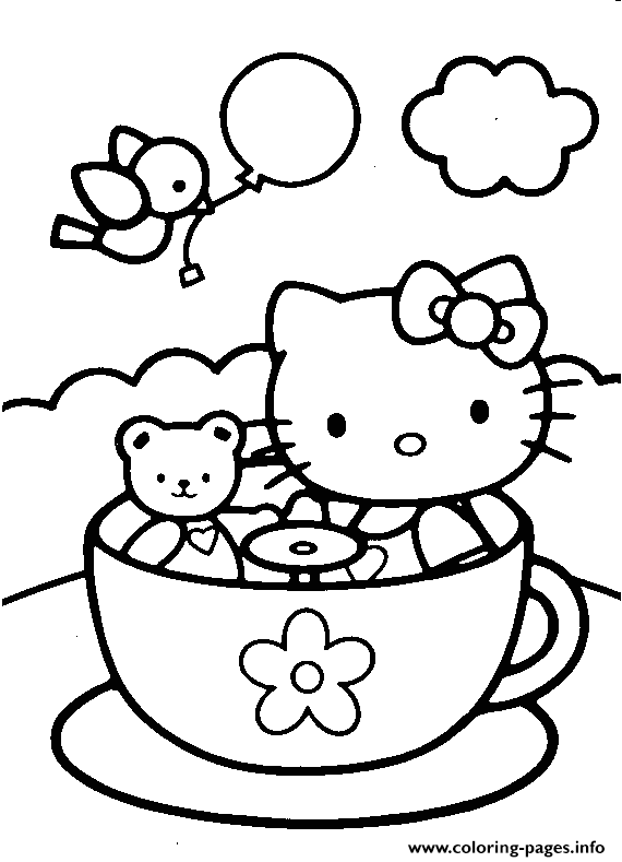 Hello Kitty In A Tea Cup A59b coloring