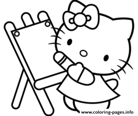 Hello Kitty Learning How To Pain B782 coloring