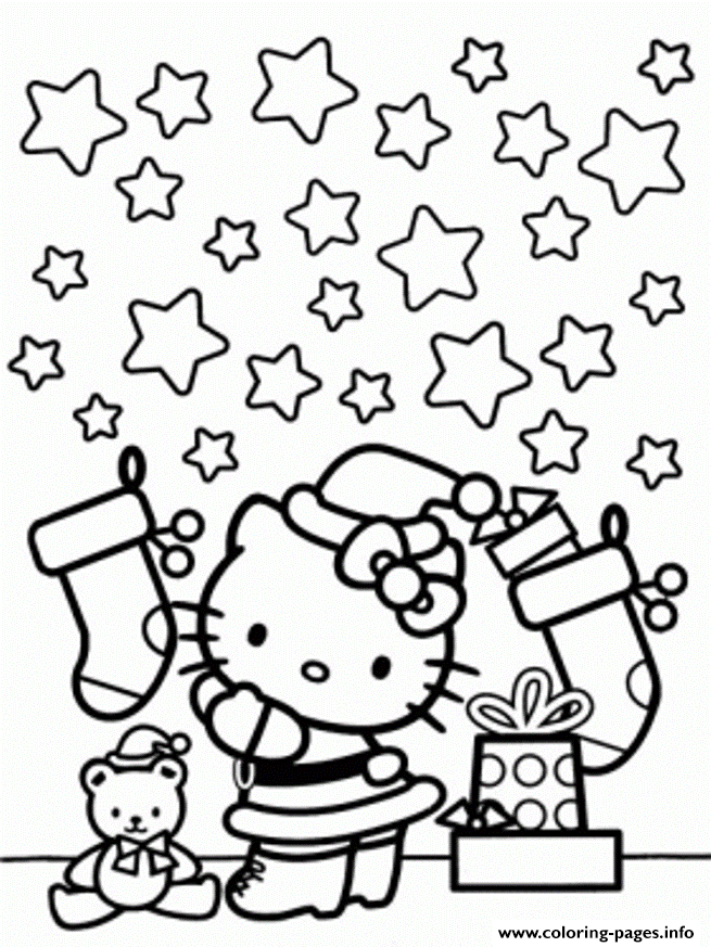 Hello Kitty  Christmas And Stars93bf coloring