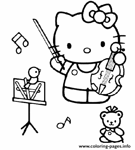 Playing Music Hello Kitty  Freede44 coloring