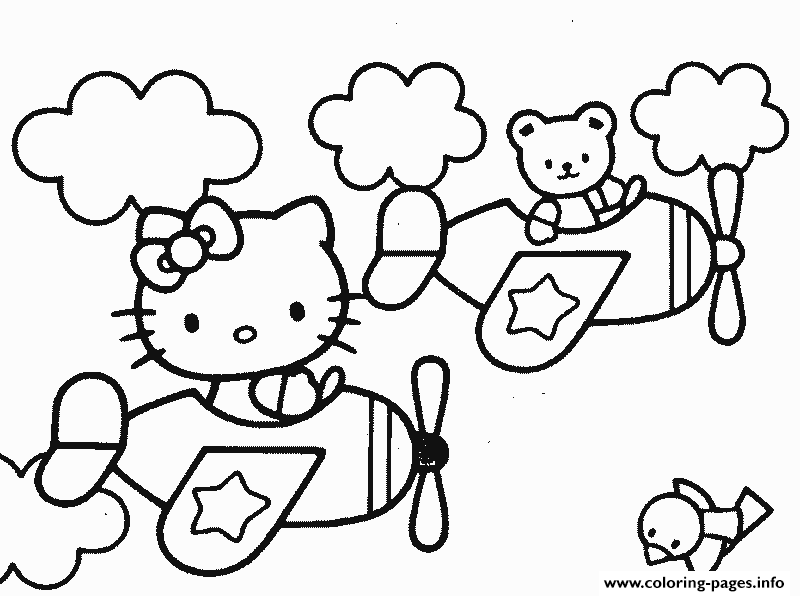 Friends And Hello Kitty S Airplaneb18a coloring